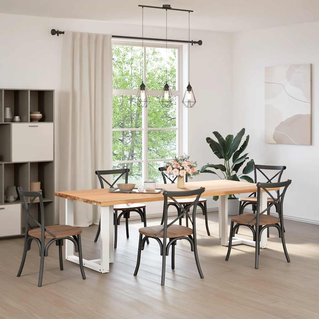 spisebordsben T-formet 2 stk. hvid 80x35x(72-73) cm stål