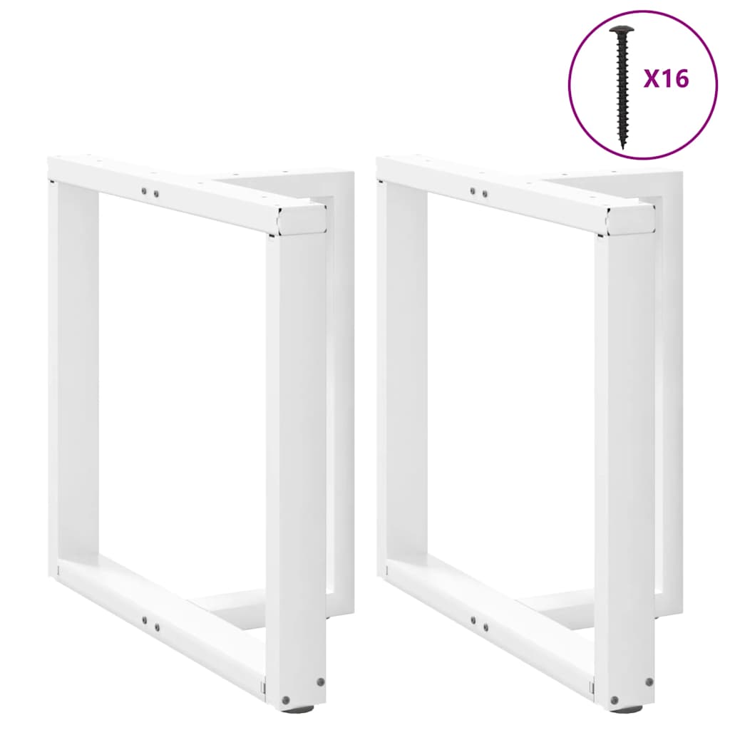 spisebordsben T-formet 2 stk. hvid 80x35x(72-73) cm stål