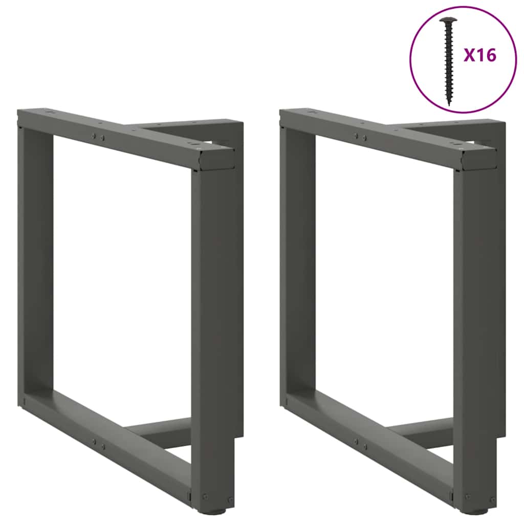 spisebordsben T-formet 2 stk. antracit 90x35x(72-73) cm stål