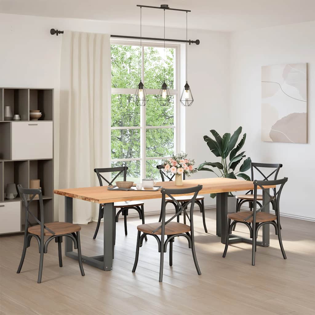 spisebordsben T-formet 2 stk. antracit 100x35x(72-73) cm stål