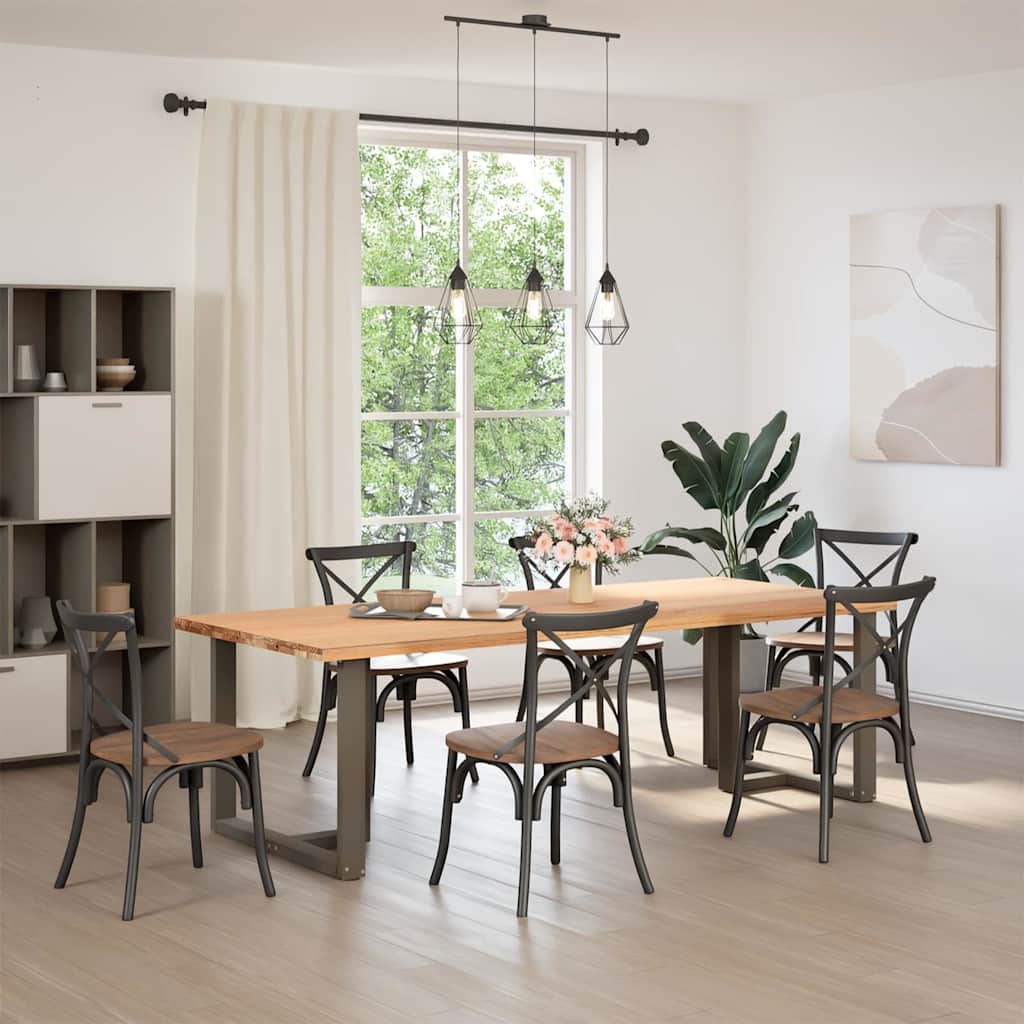 spisebordsben T-formet 2 stk. sort 100x35x(72-73) cm stål