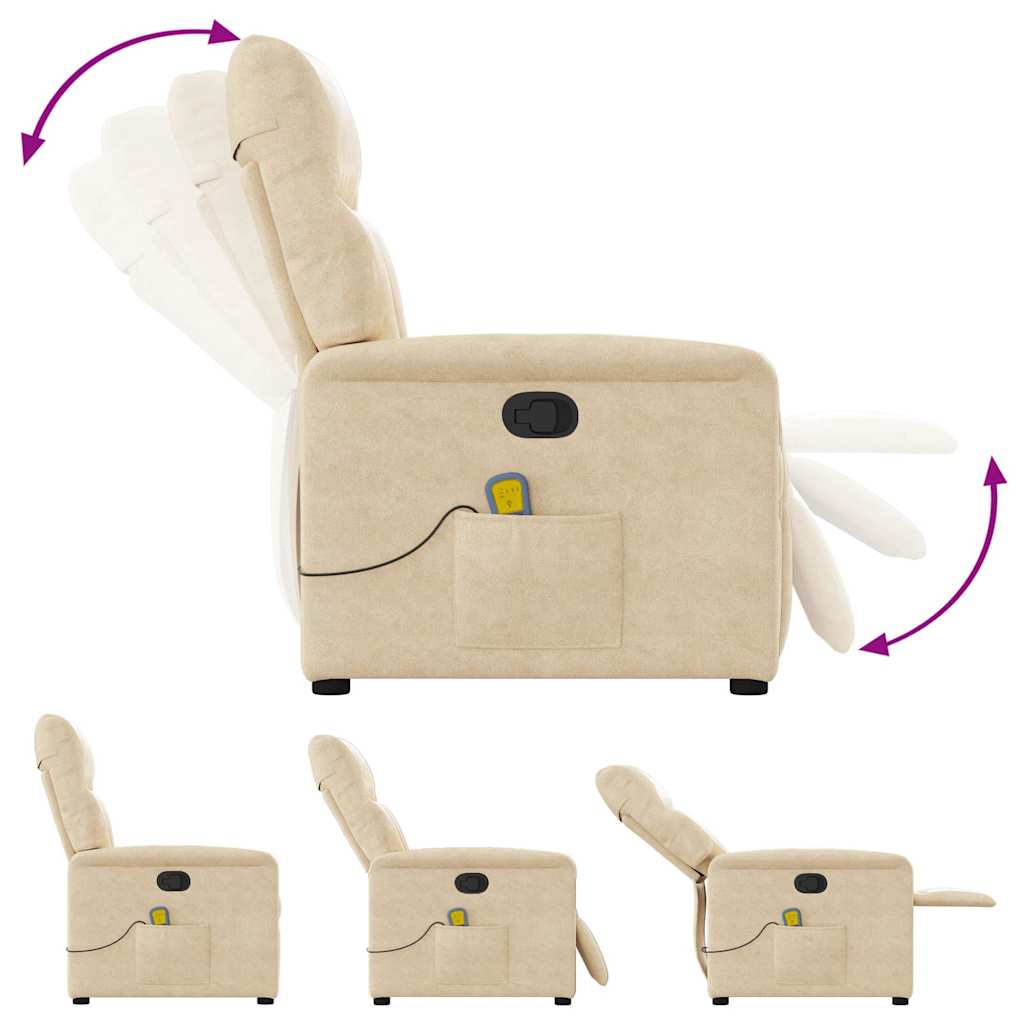 massagestol mikrofiberstof cremefarvet