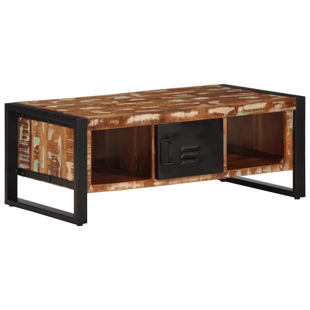 sofabord 90x50x36 cm massivt genbrugstræ flerfarvet