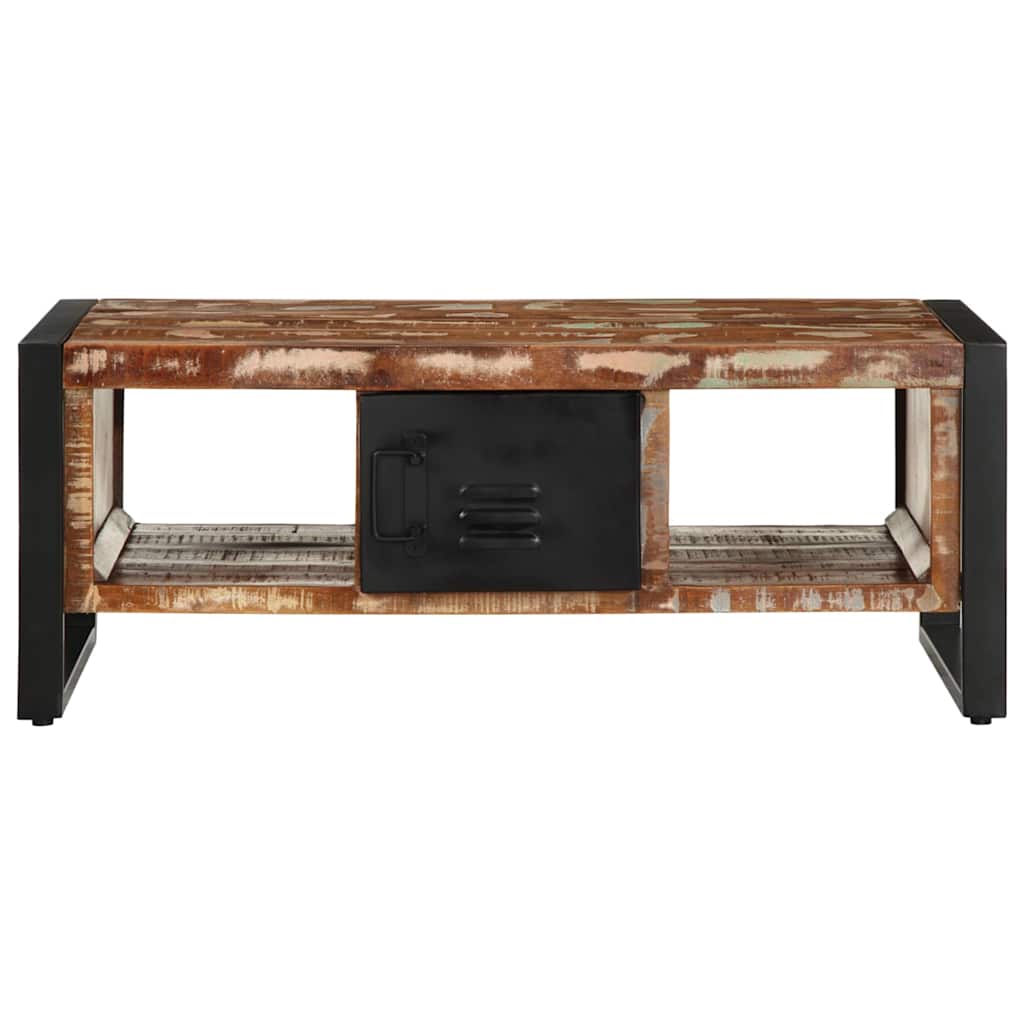 sofabord 90x50x36 cm massivt genbrugstræ flerfarvet