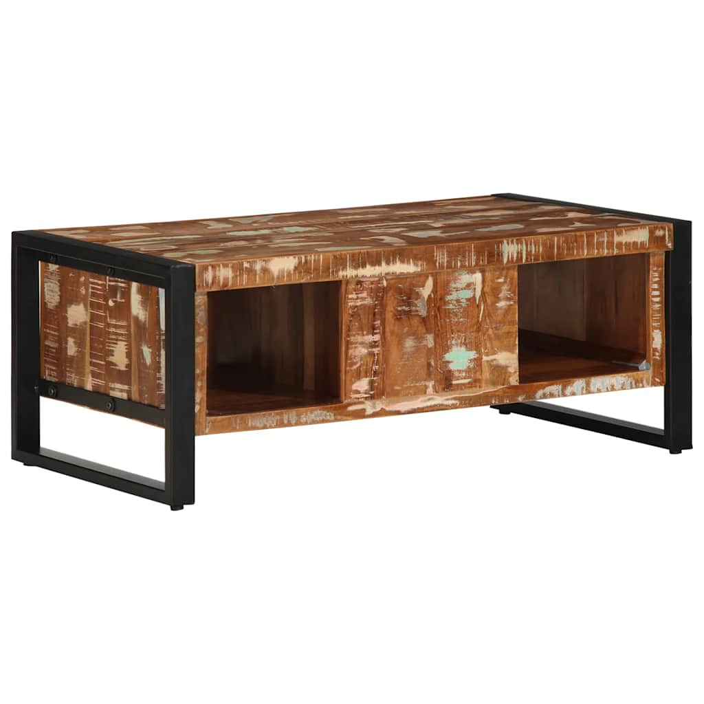 sofabord 90x50x36 cm massivt genbrugstræ flerfarvet