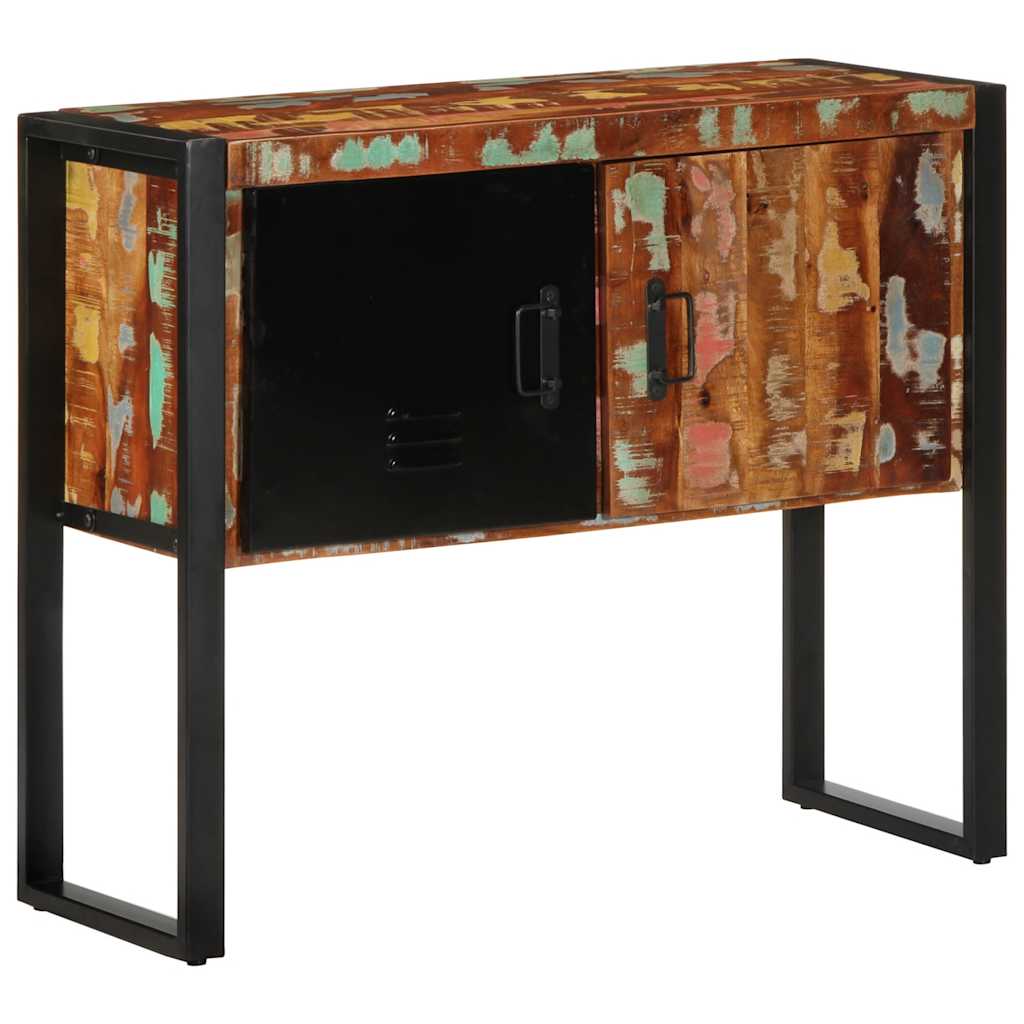 konsolskab flerfarvet 90x35x75 cm massivt genbrugstræ