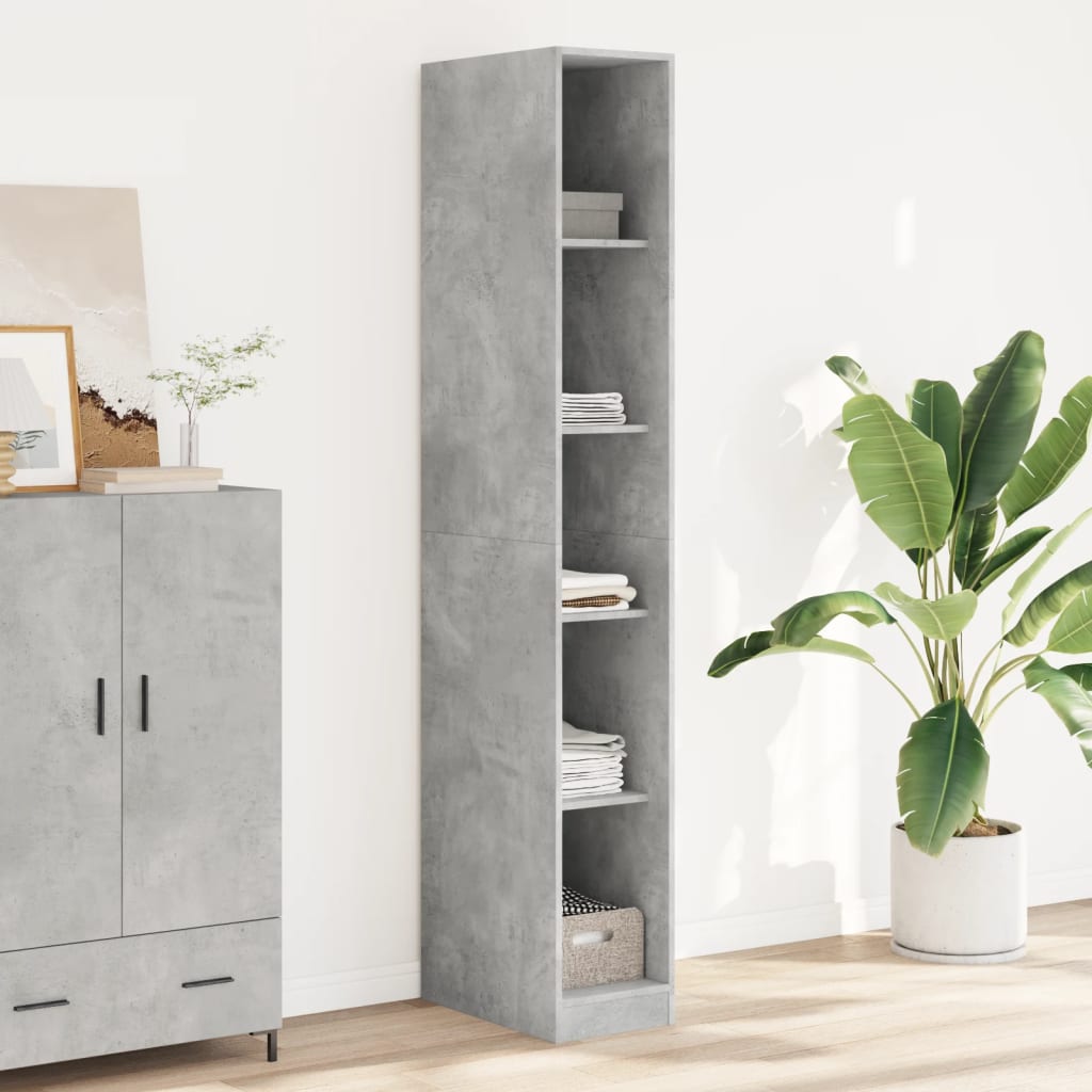 klædeskab 30x50x200 cm konstrueret træ betongrå