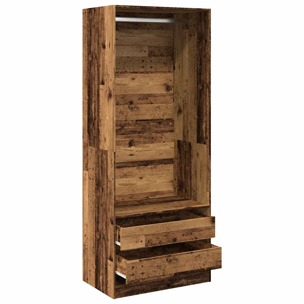 klædeskab 80x50x200 cm konstrueret træ gammelt træ-look