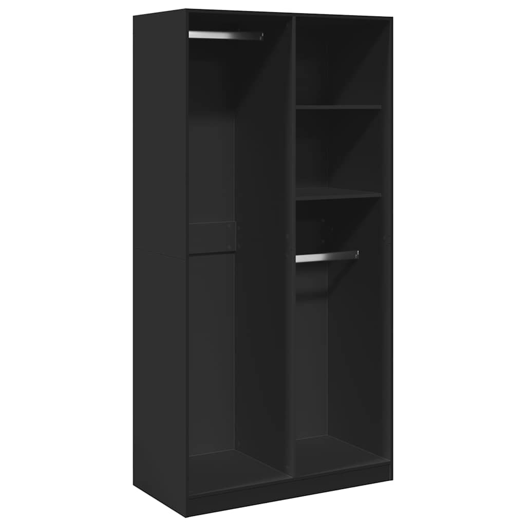 klædeskab 100x50x200 cm konstrueret træ sort