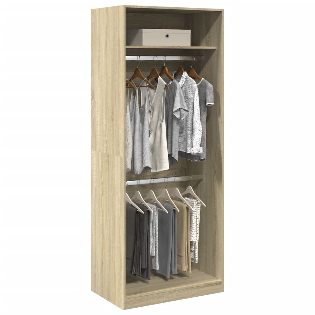klædeskab 80x50x200 cm konstrueret træ sonoma-eg