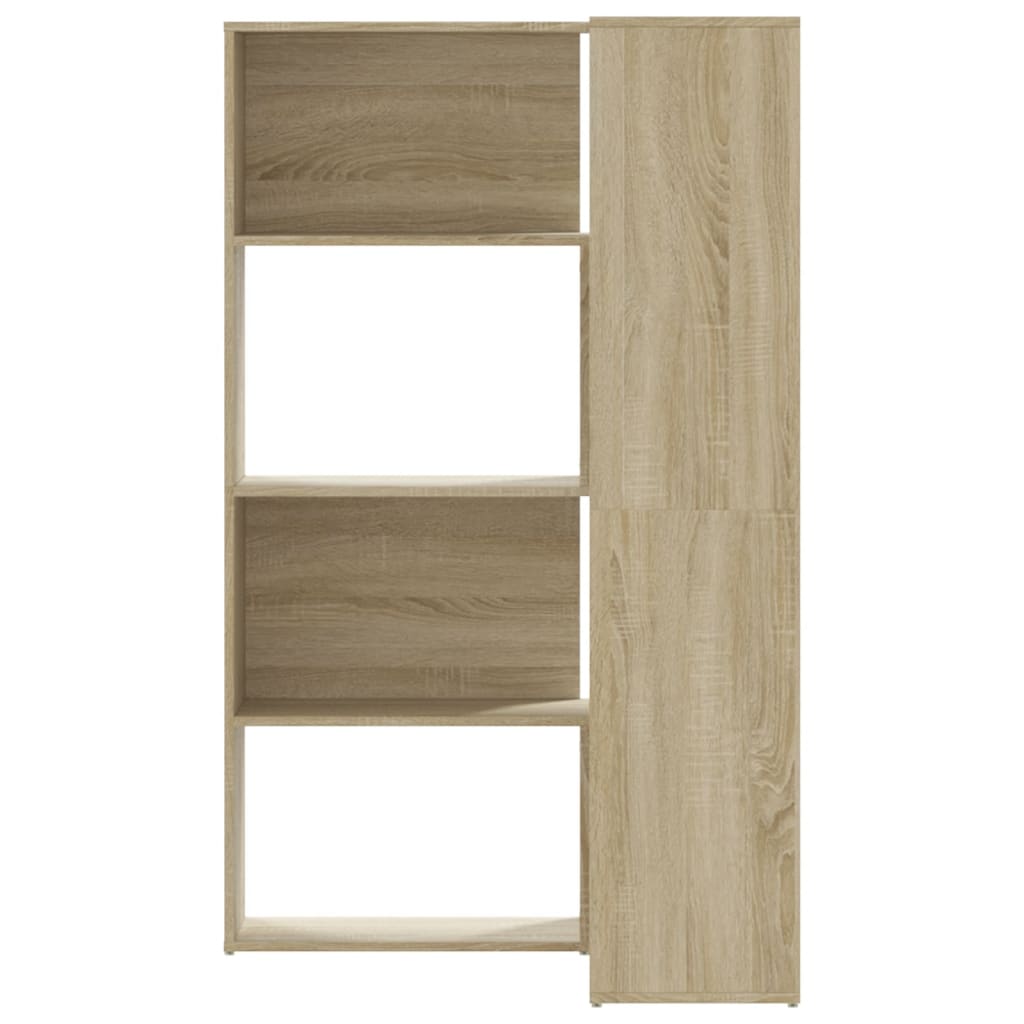 bogreol til hjørne 85x85x140 cm 4 hylder konstrueret træ