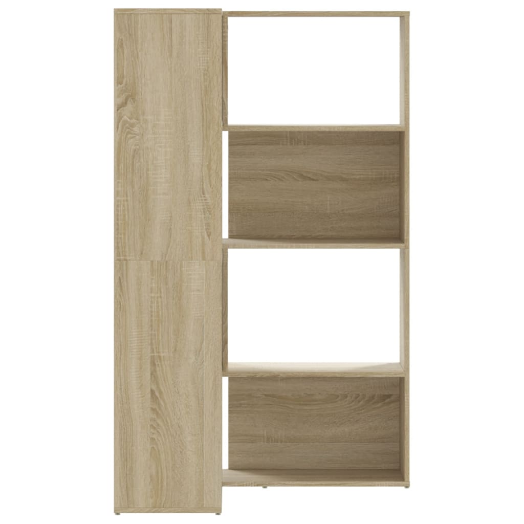 bogreol til hjørne 85x85x140 cm 4 hylder konstrueret træ