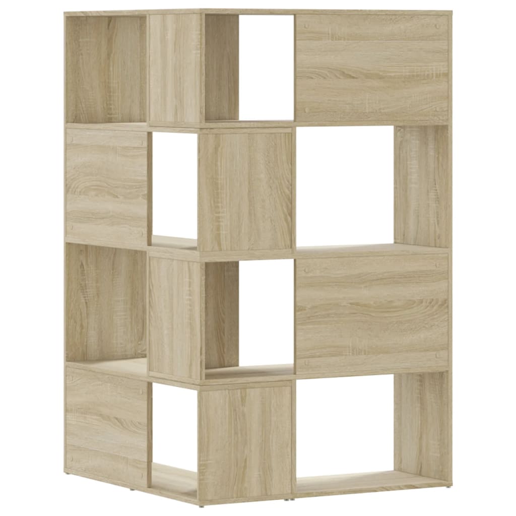 bogreol til hjørne 85x85x140 cm 4 hylder konstrueret træ