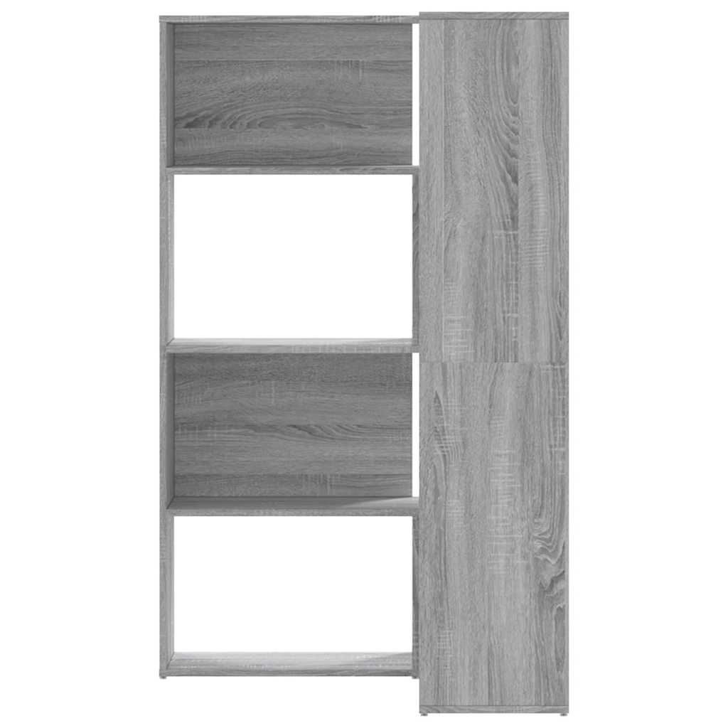 bogreol til hjørne 85x85x140 cm 4 hylder konstrueret træ
