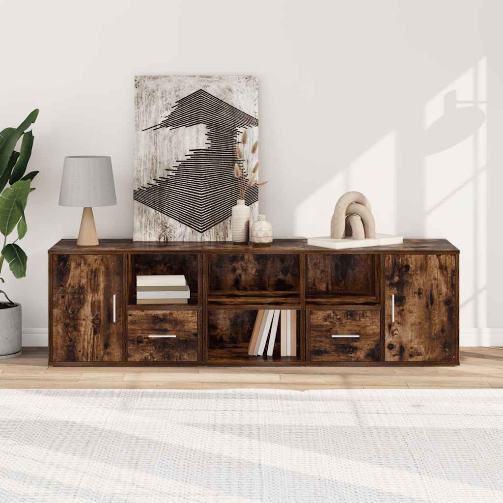 hjørneskab 160x40x45 cm konstrueret træ røget egetræsfarve