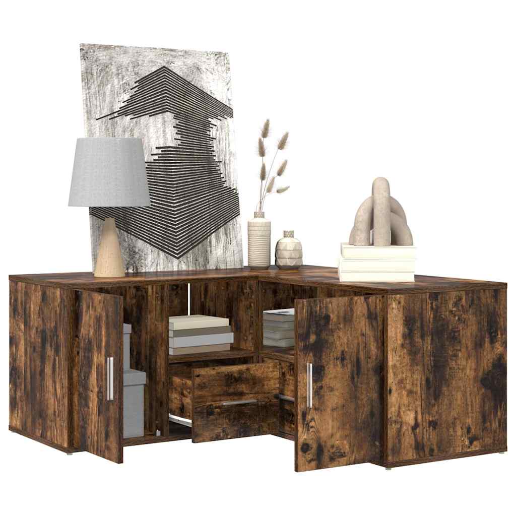 hjørneskab 160x40x45 cm konstrueret træ røget egetræsfarve
