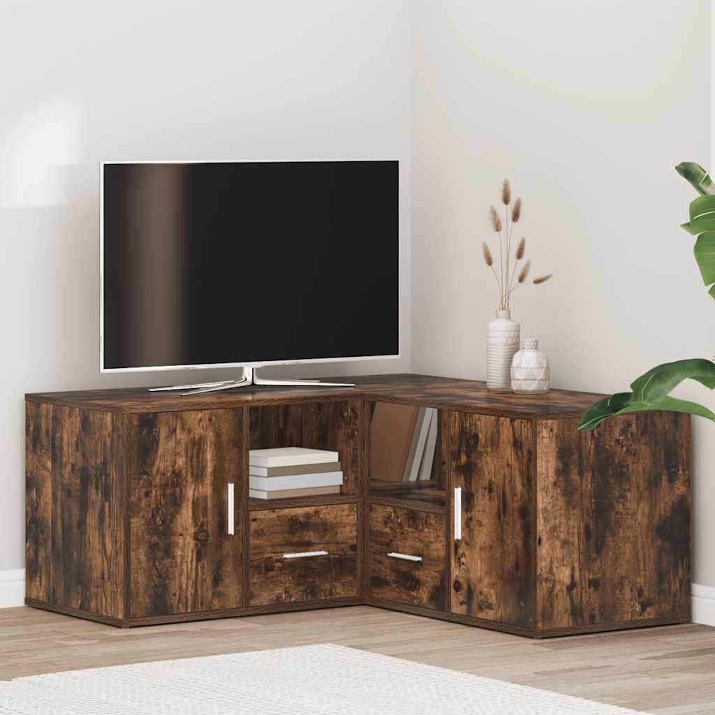 hjørneskab 160x40x45 cm konstrueret træ røget egetræsfarve