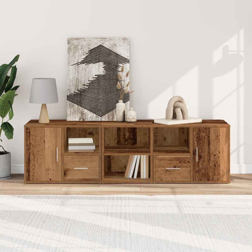 hjørneskab 160x40x45 cm konstrueret træ gammelt trælook