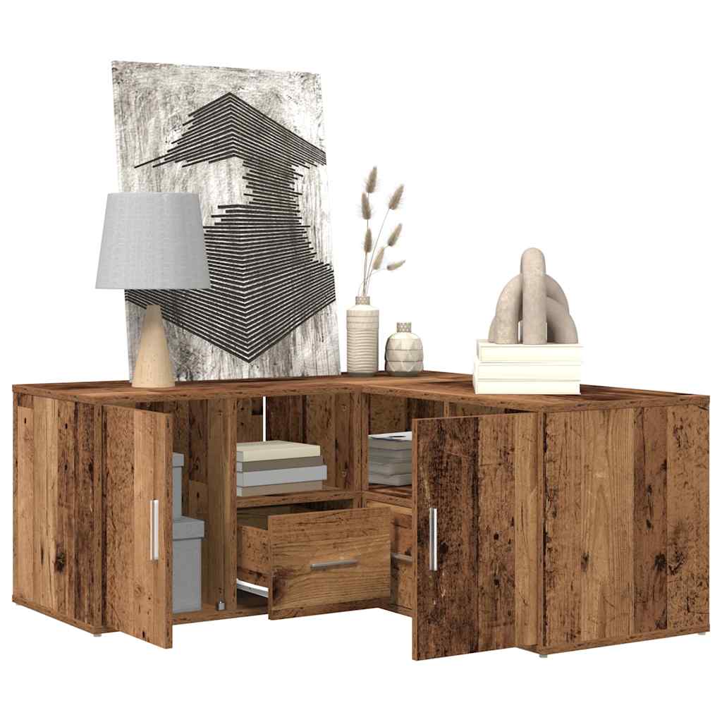 hjørneskab 160x40x45 cm konstrueret træ gammelt trælook