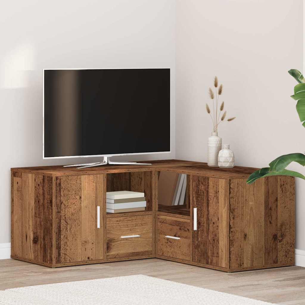 hjørneskab 160x40x45 cm konstrueret træ gammelt trælook