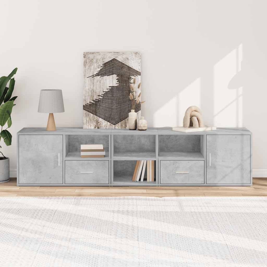 hjørnereol 200x40x45 cm konstrueret træ betongrå