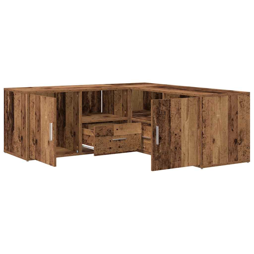 hjørneskab 200x40x45 cm konstrueret træ gammelt trælook