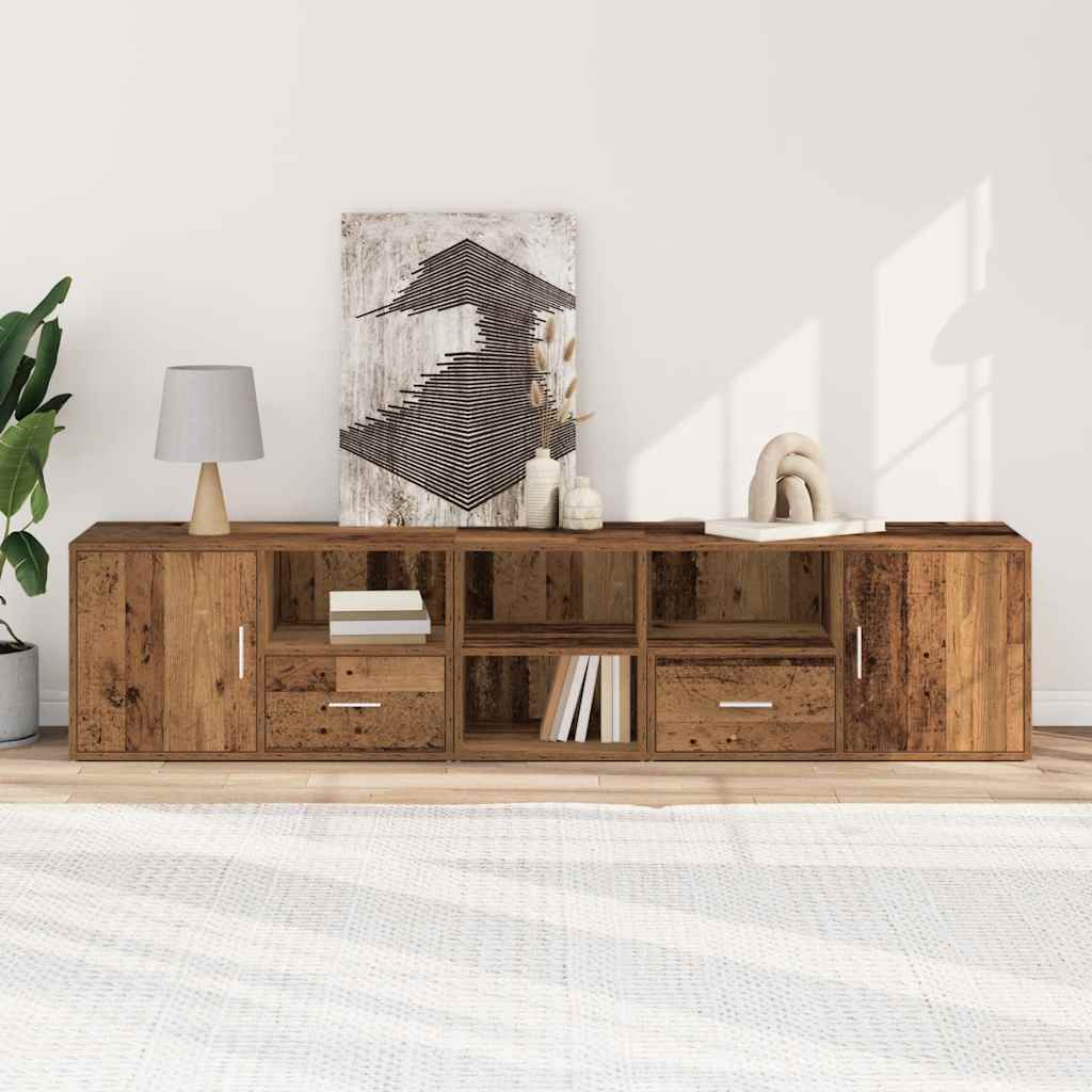 hjørneskab 200x40x45 cm konstrueret træ gammelt trælook
