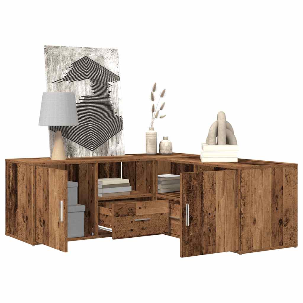 hjørneskab 200x40x45 cm konstrueret træ gammelt trælook