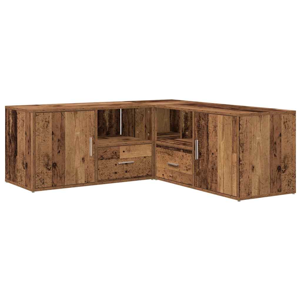 hjørneskab 200x40x45 cm konstrueret træ gammelt trælook