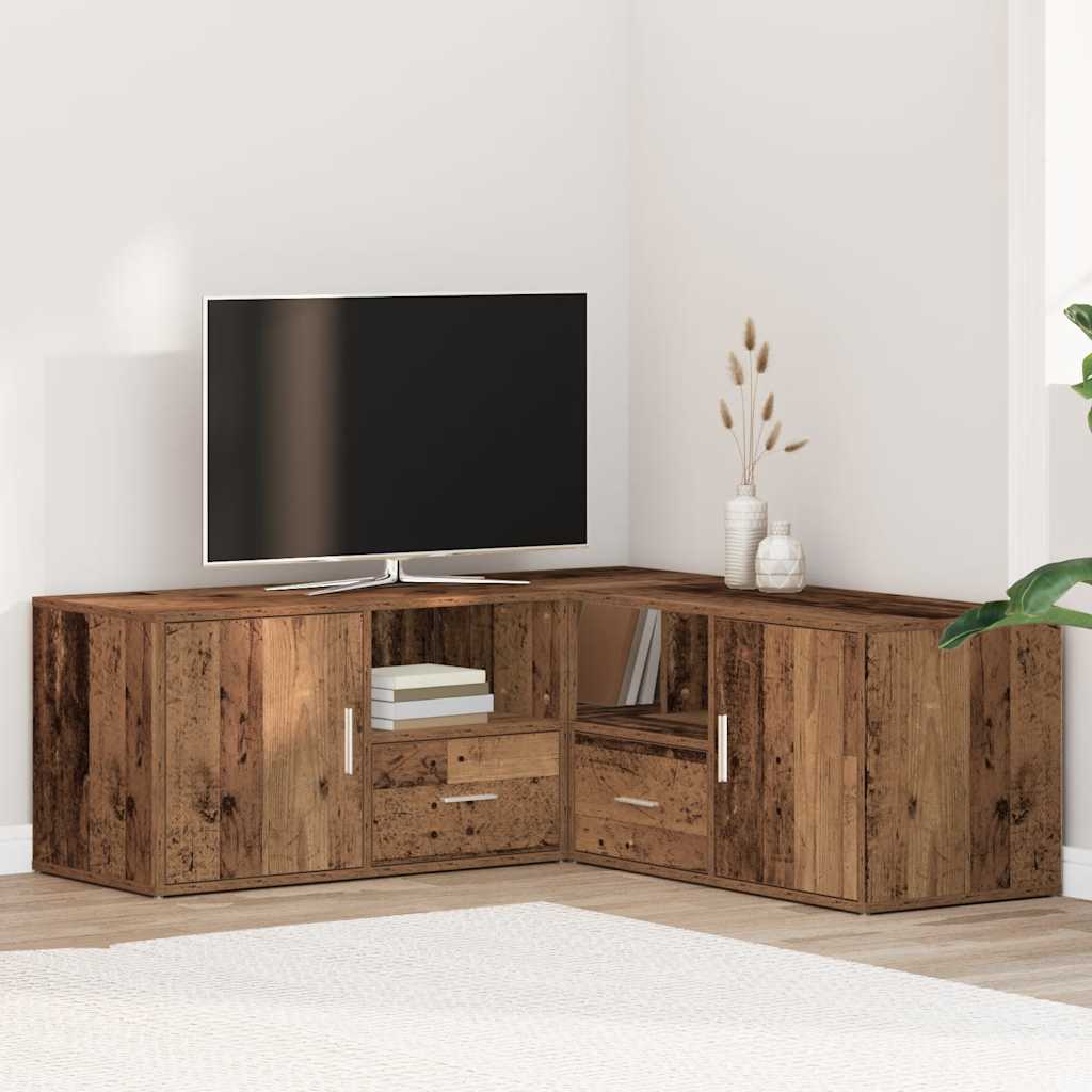 hjørneskab 200x40x45 cm konstrueret træ gammelt trælook