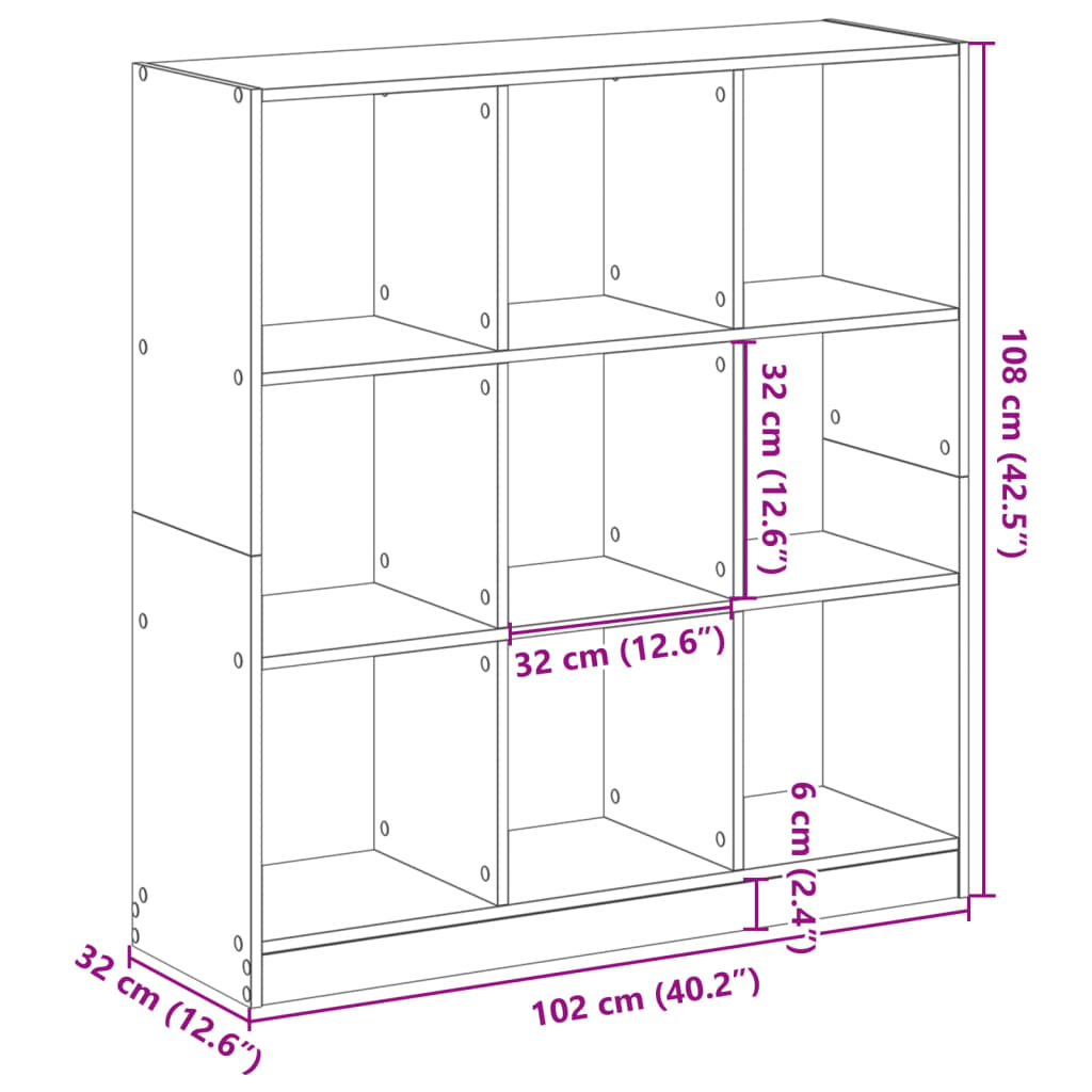 bogreol 102x32x108 cm konstrueret træ sonoma-eg