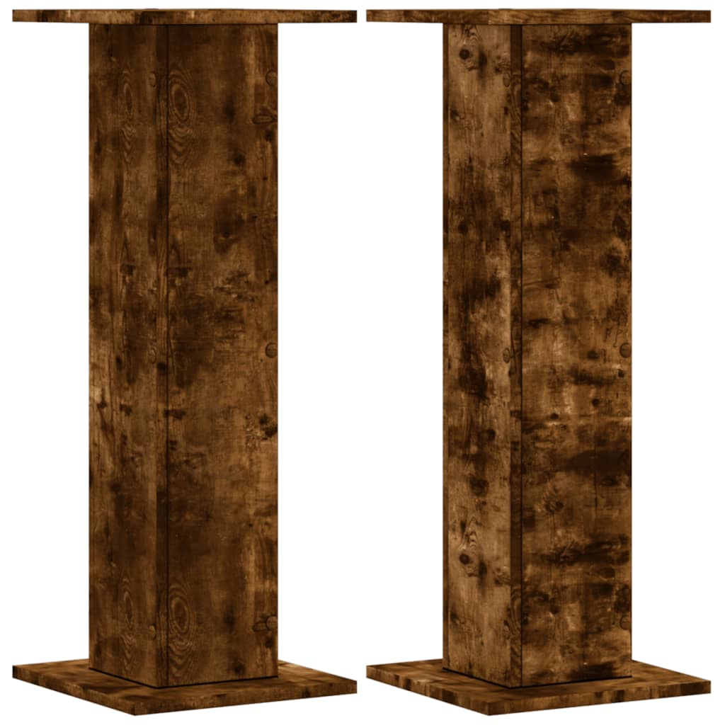 plantestativer 2 stk. 30x30x80 cm konstrueret træ røget eg