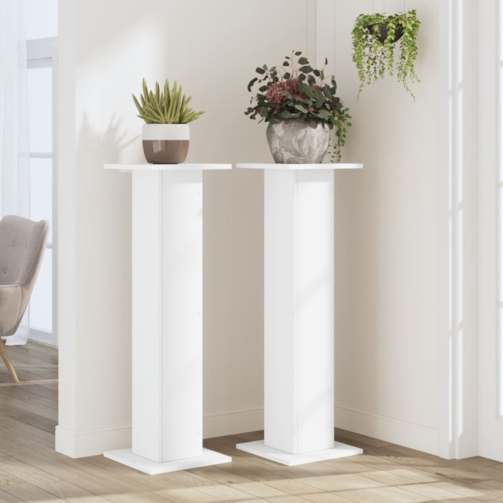 plantestativer 2 stk. 30x30x95 cm konstrueret træ hvid