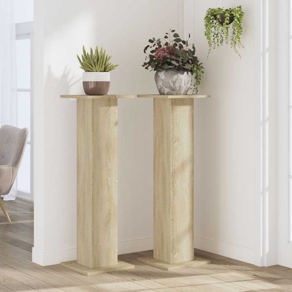 plantestativer 2 stk. 30x30x95 cm konstrueret træ sonoma-eg