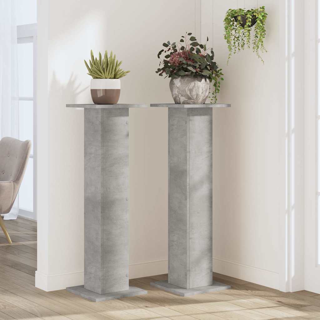 plantestativer 2 stk. 30x30x95 cm konstrueret træ betongrå