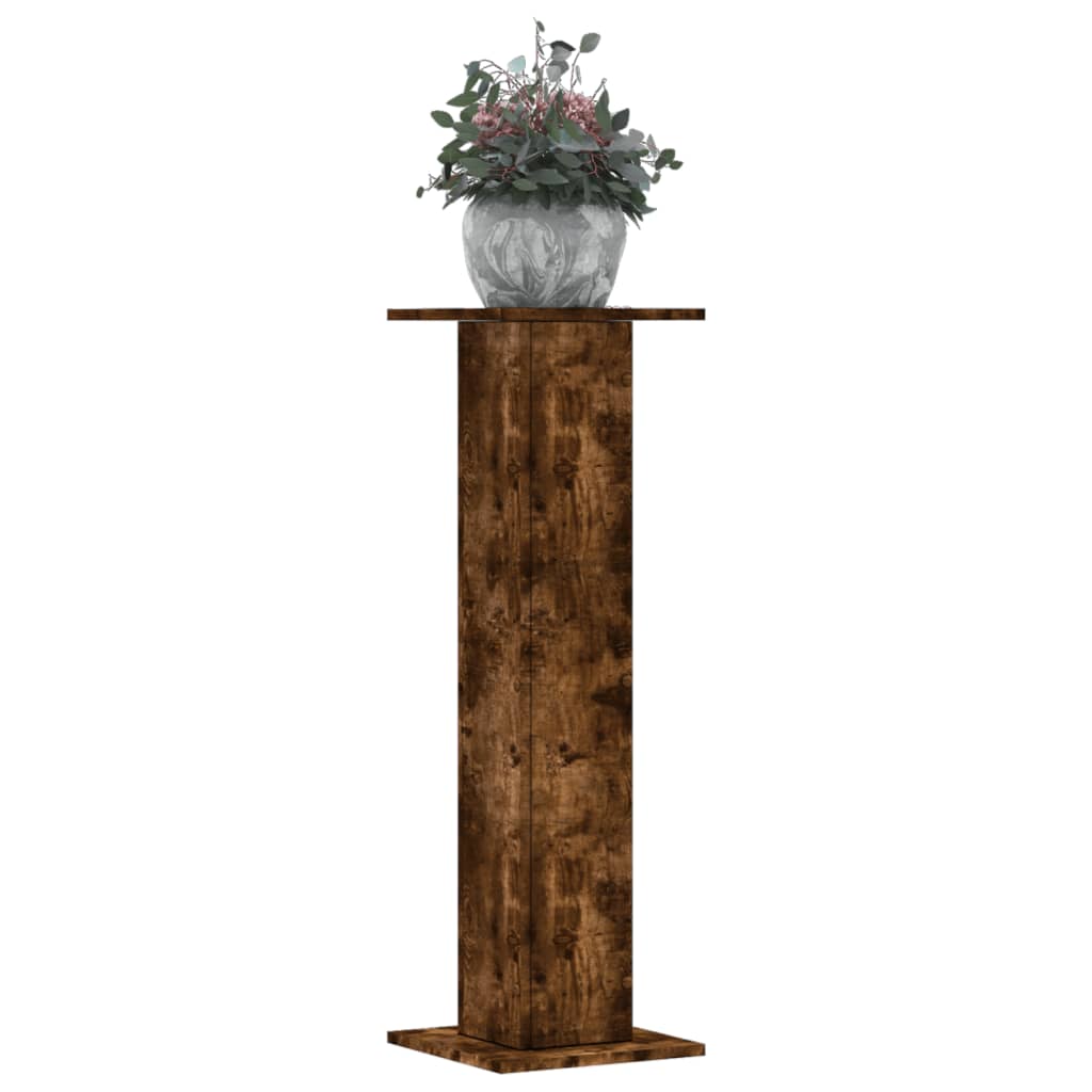 plantestativer 2 stk. 30x30x95 cm konstrueret træ røget eg