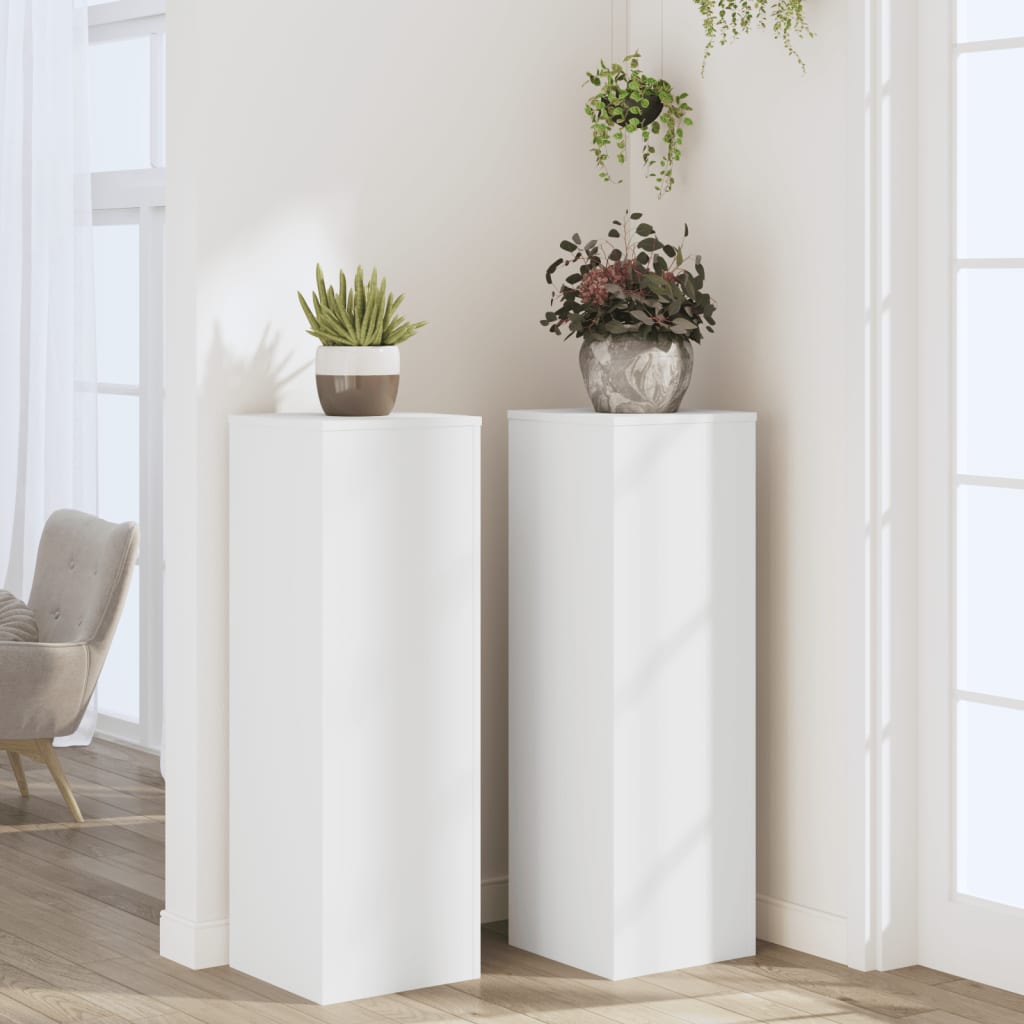 plantestativer 2 stk. 33x33x100 cm konstrueret træ hvid