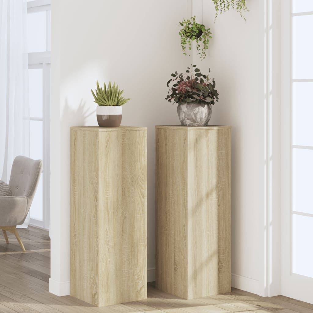 plantestativer 2 stk. 33x33x100 cm konstrueret træ sonoma-eg