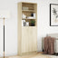 skab med LED-lys 69x32,5x200 cm konstrueret træ sonoma-eg