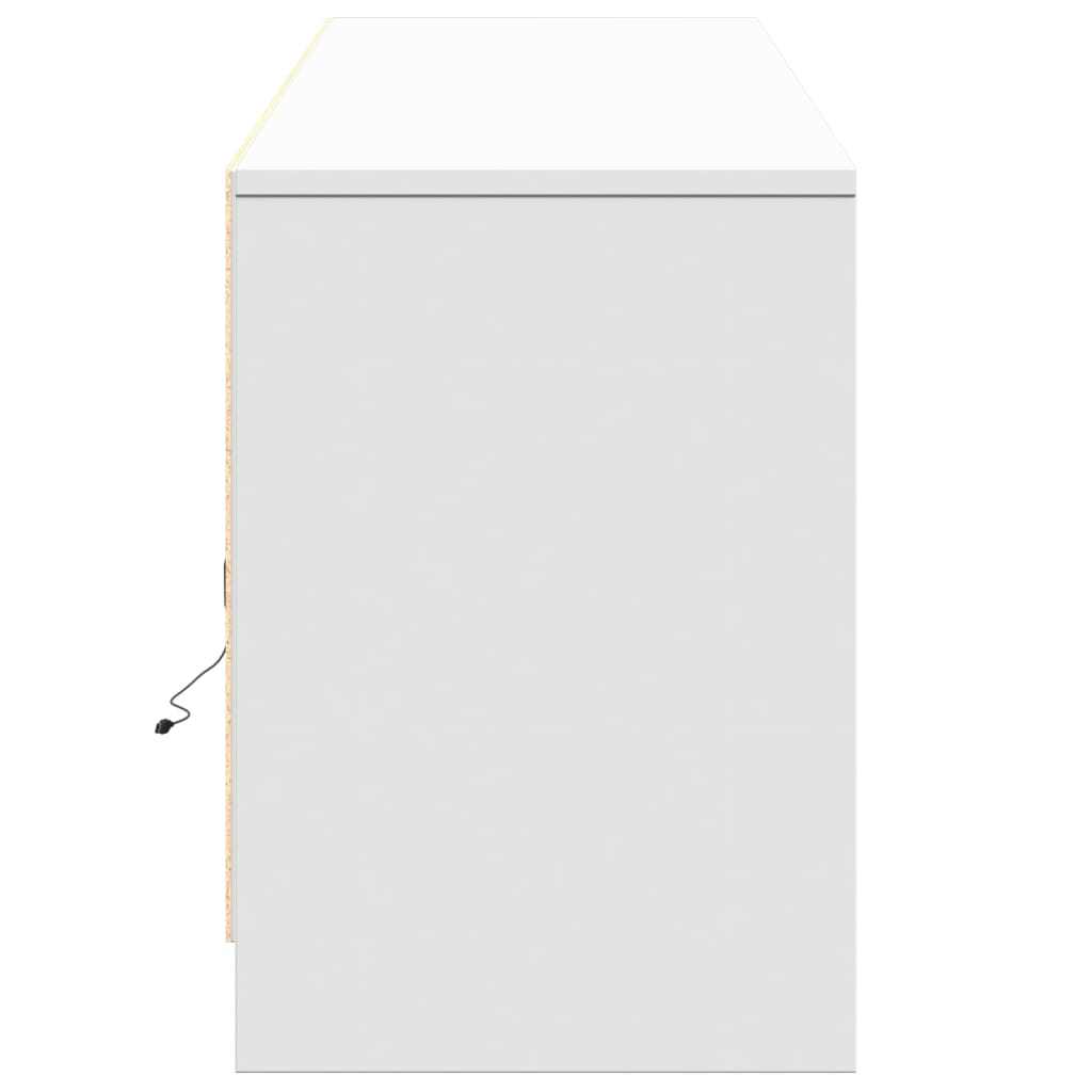 tv-bord med LED-lys 180x34x50 cm konstrueret træ hvid