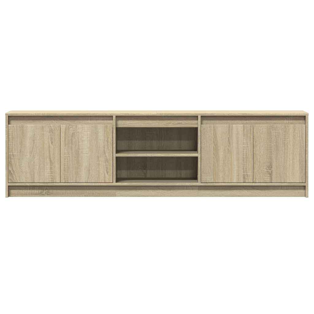 tv-bord med LED-lys 180x34x50 cm konstrueret træ sonoma-eg