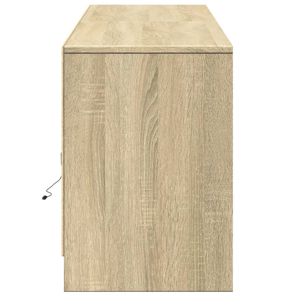 tv-bord med LED-lys 180x34x50 cm konstrueret træ sonoma-eg