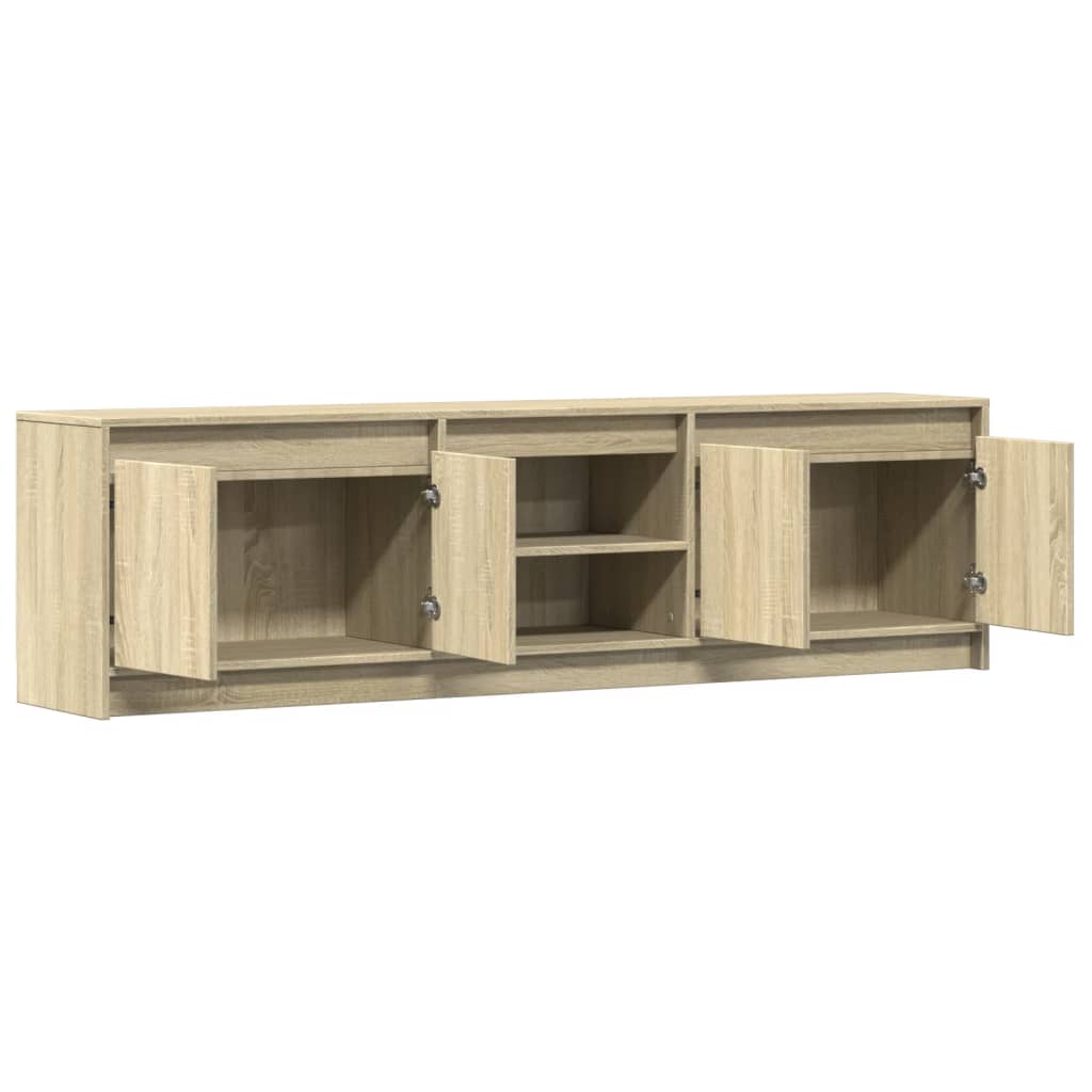 tv-bord med LED-lys 180x34x50 cm konstrueret træ sonoma-eg
