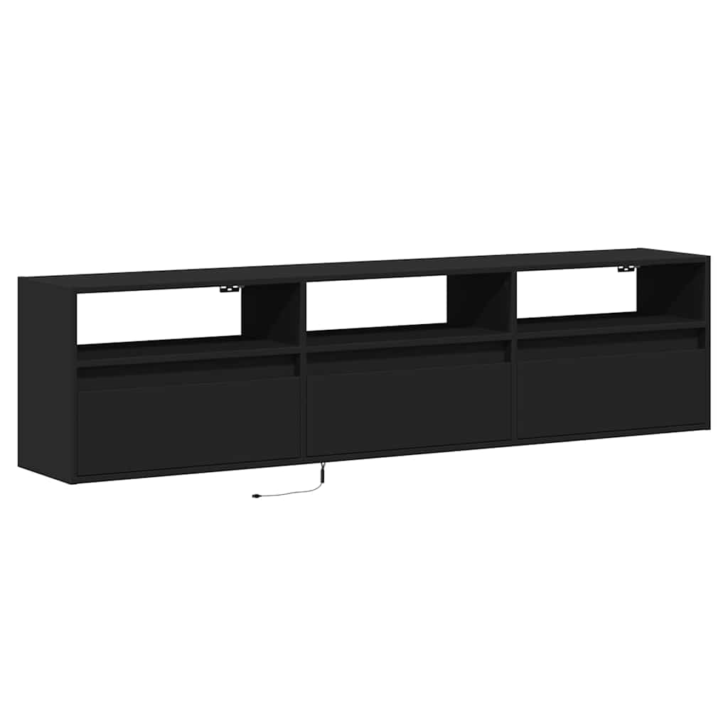 TV-vægskab med LED sort 180x31x45 cm