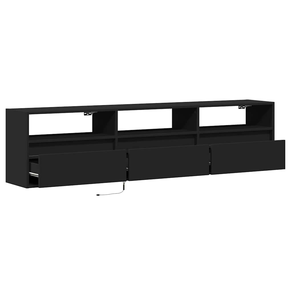 TV-vægskab med LED sort 180x31x45 cm