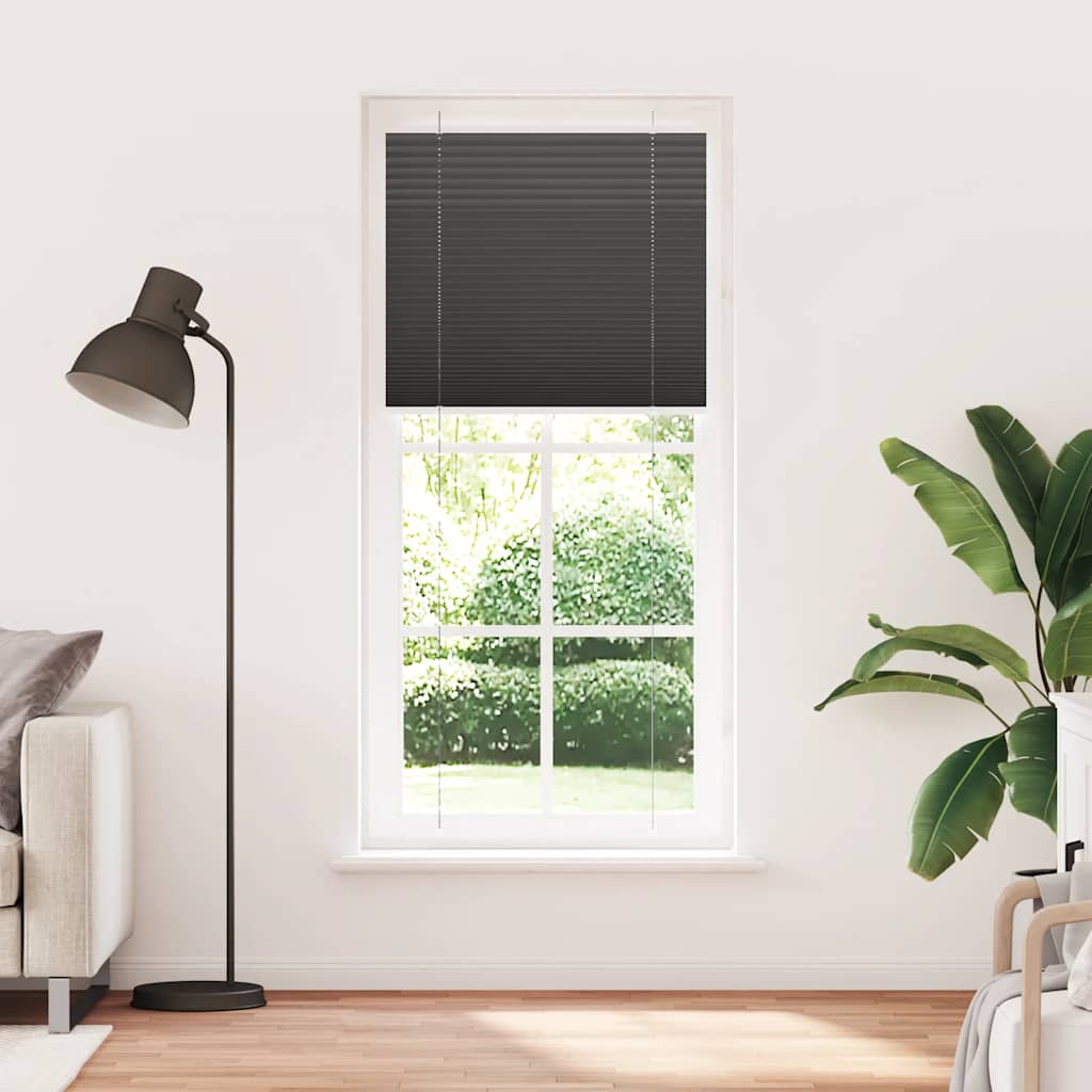 Plisségardin Sort 85x200 cm Stofbredde 84,4 cm Polyester