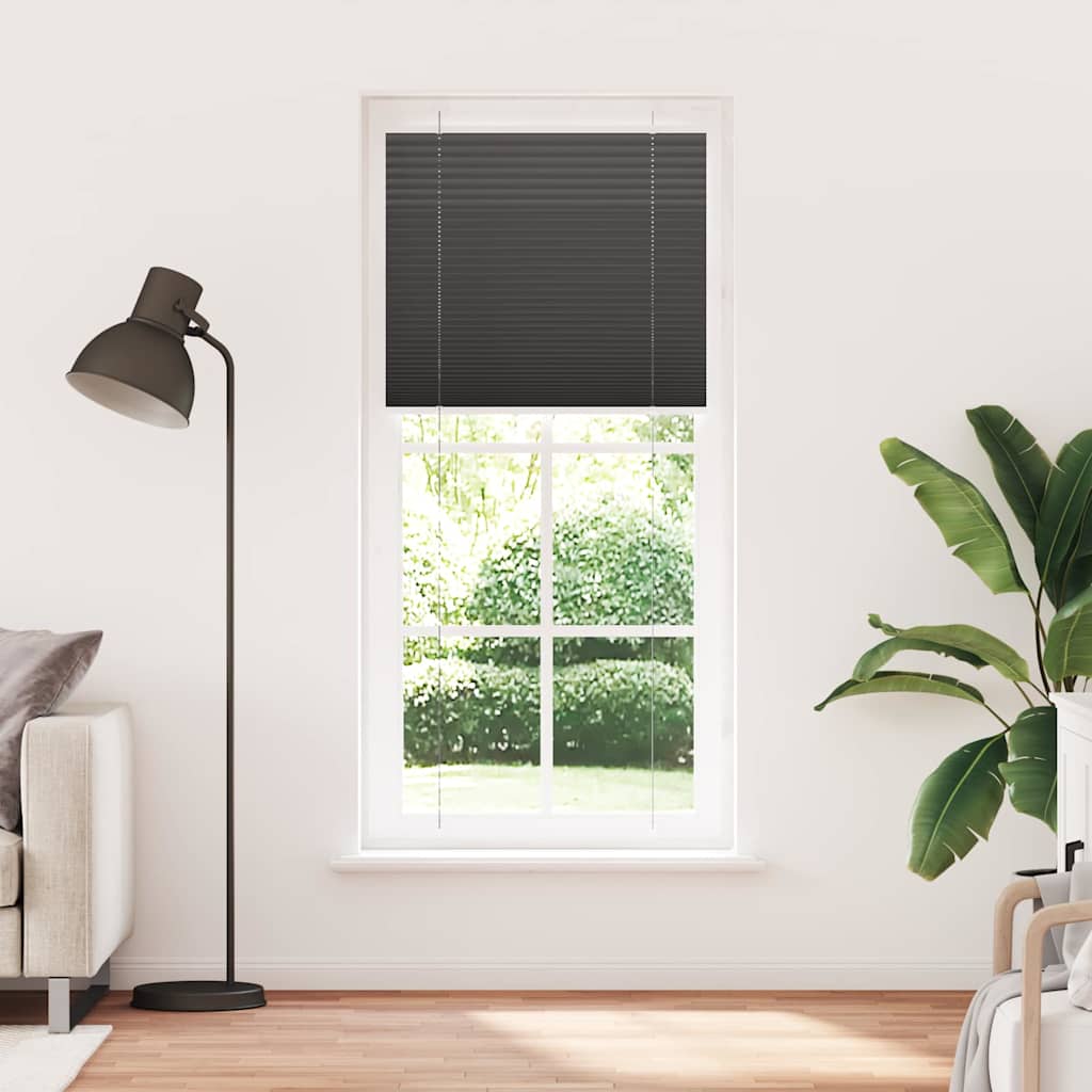 Plisségardin Sort 95x200 cm Stofbredde 94,4 cm Polyester