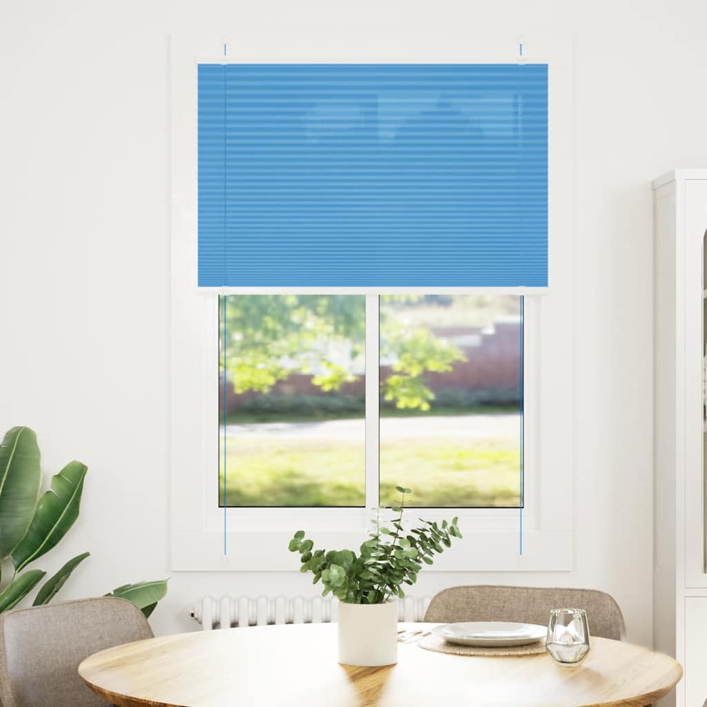 Plisségardin Blå 100x100 cm Stofbredde 99,4 cm Polyester