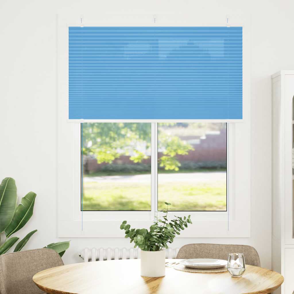 Plisségardin Blå 110x100 cm Stofbredde 109,4 cm Polyester
