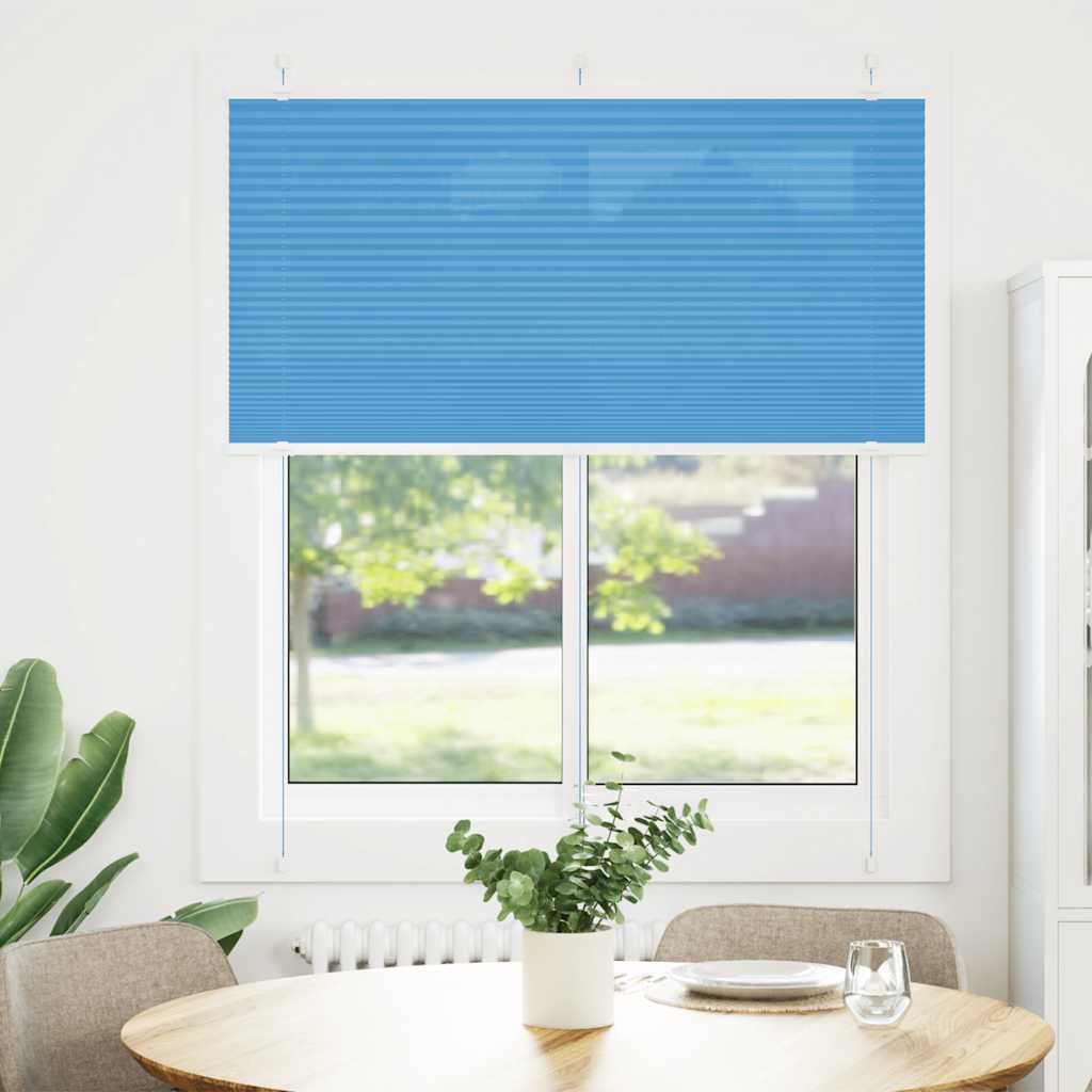 Plisségardin Blå 120x100 cm Stofbredde 119,4 cm Polyester